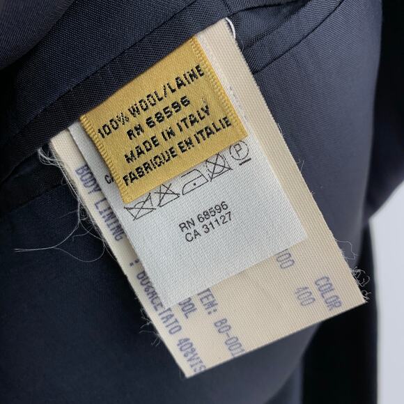 Donna Karan Signature Blazer Jacket Mens Size 48L Navy Blue Pinstripe 100% Wool - Picture 6 of 8